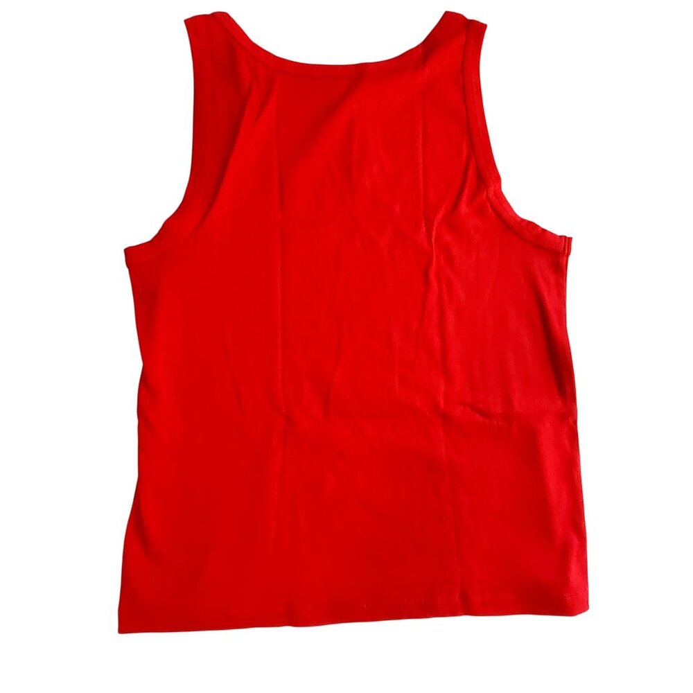 Madewell Womens Red Ribbed Tank Top Size XL Sleeveless Casual Lightweight - Picture 2 of 10